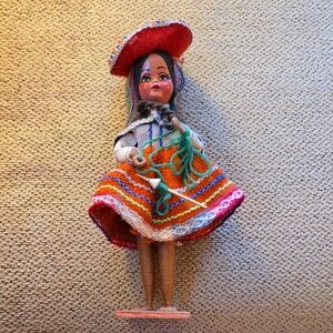 Peruvian Folk Art Doll Vintage Collectible - EUC